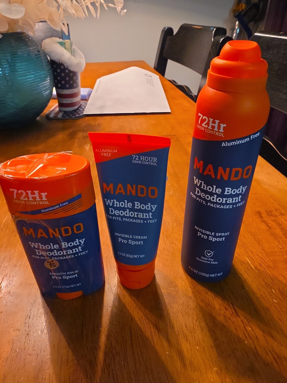 3 Mando 72Hr Whole Body Deodorant Invisible Cream Pro Sport & Stick Deodorant